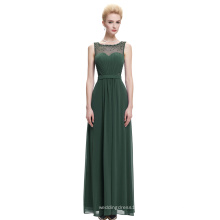 Starzz sin mangas de gasa largo verde oscuro vestido de dama de honor formal ST000064-4